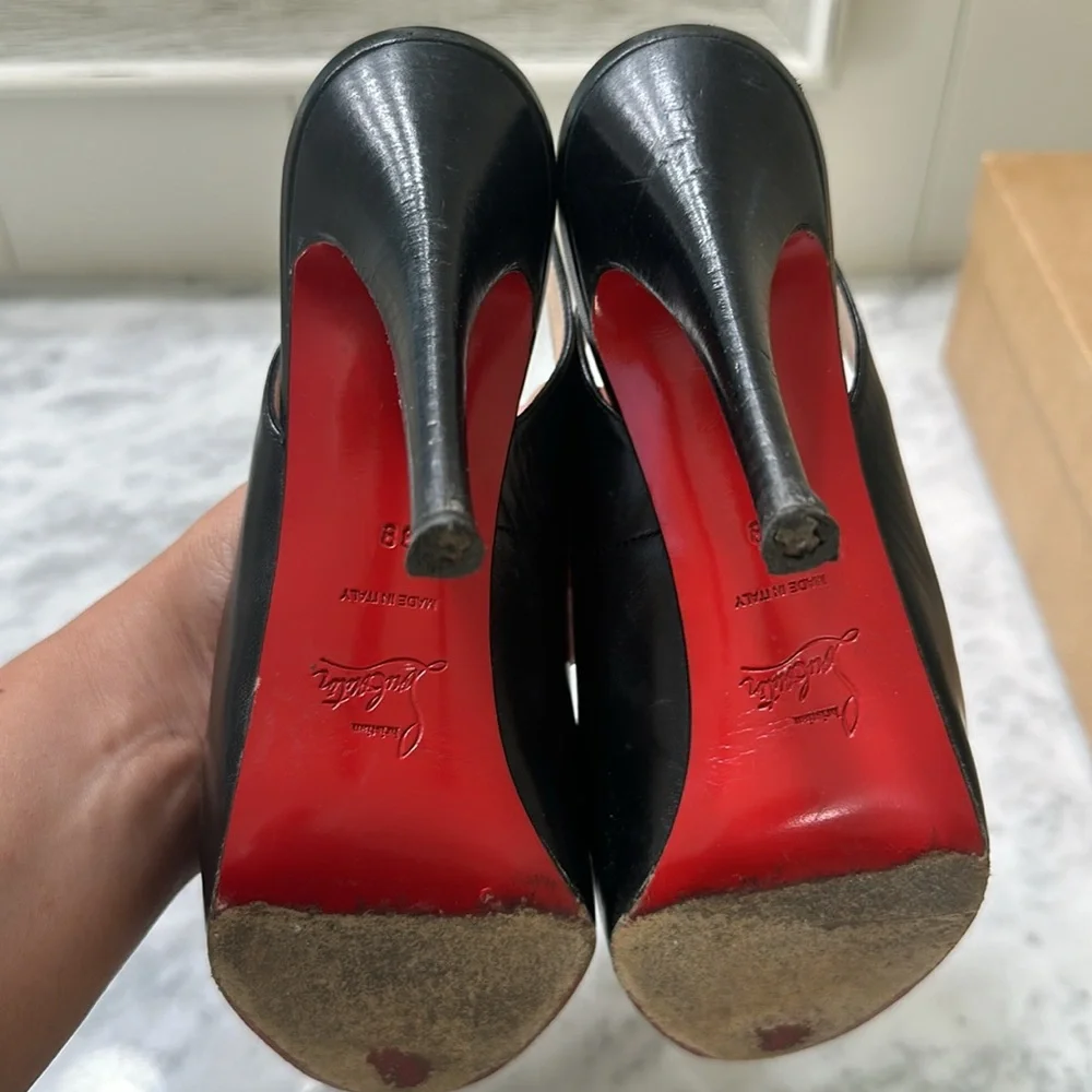 CHRISTIAN LOUBOUTIN No Prive 120 Kid/Cuoio Leather Black Size 38 - Picture 5 of 10